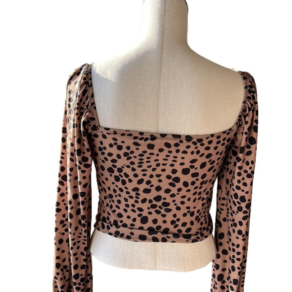 Peach Love California Leopard Print Blouse - Tan and Black - Picture 2 of 8